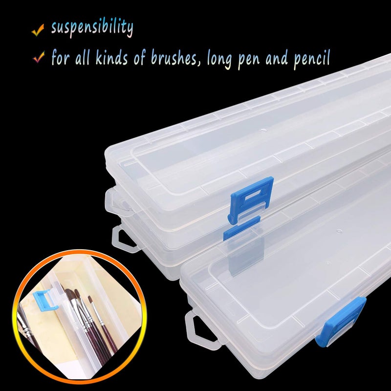 HanyHere 3PCS Brushes Storage Box Paint Brush Drawing Pen Container with Buckle Design - Image 4